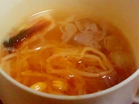 味付け豆もやしの簡単スープ